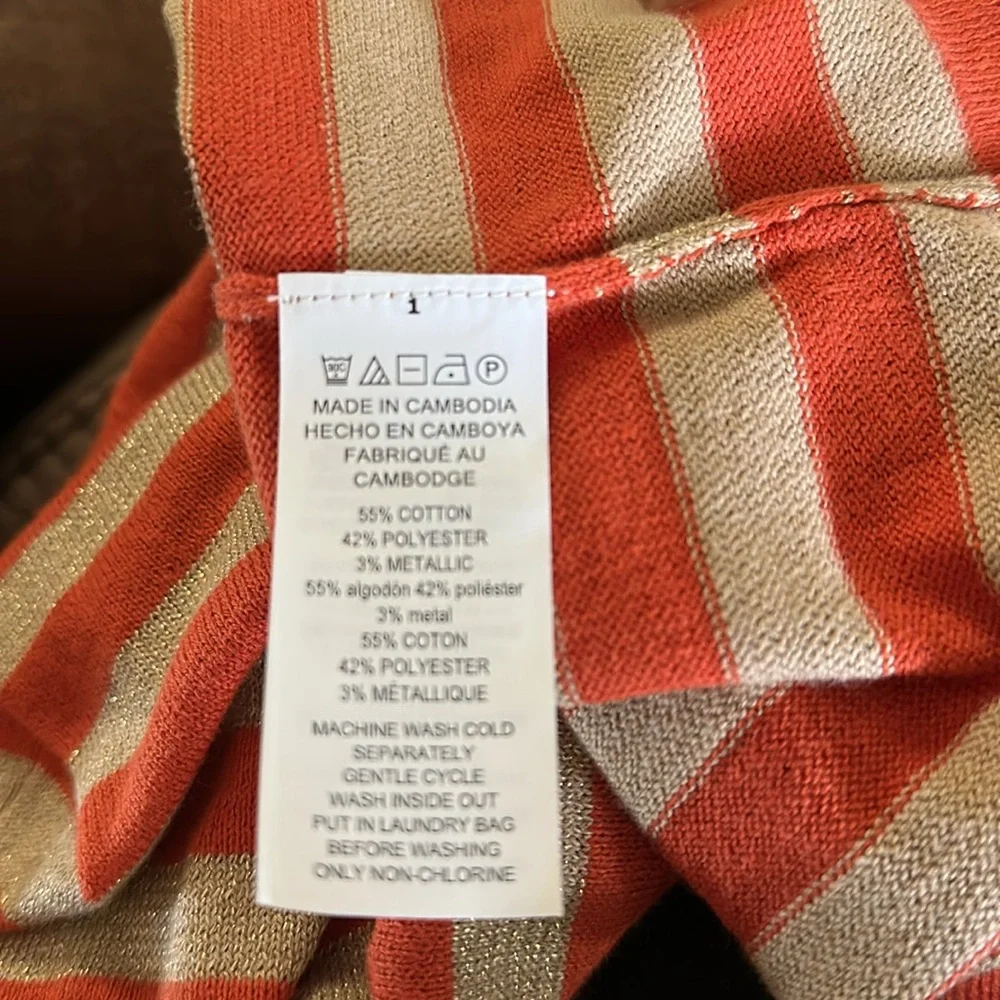 Michael Kors Orange and Gold Striped Tank Top
